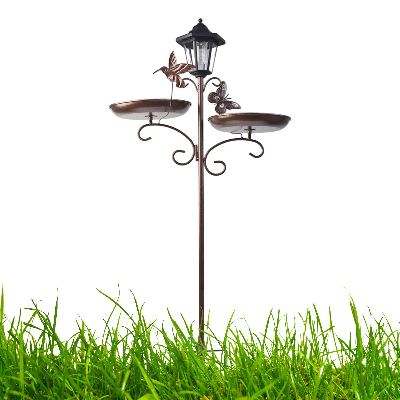Bird Bath For Outside Solar Powered LED Light Bird Bath Drinking Tray Large Capacity Hummingbird Feeder For Balcony Garden Patio