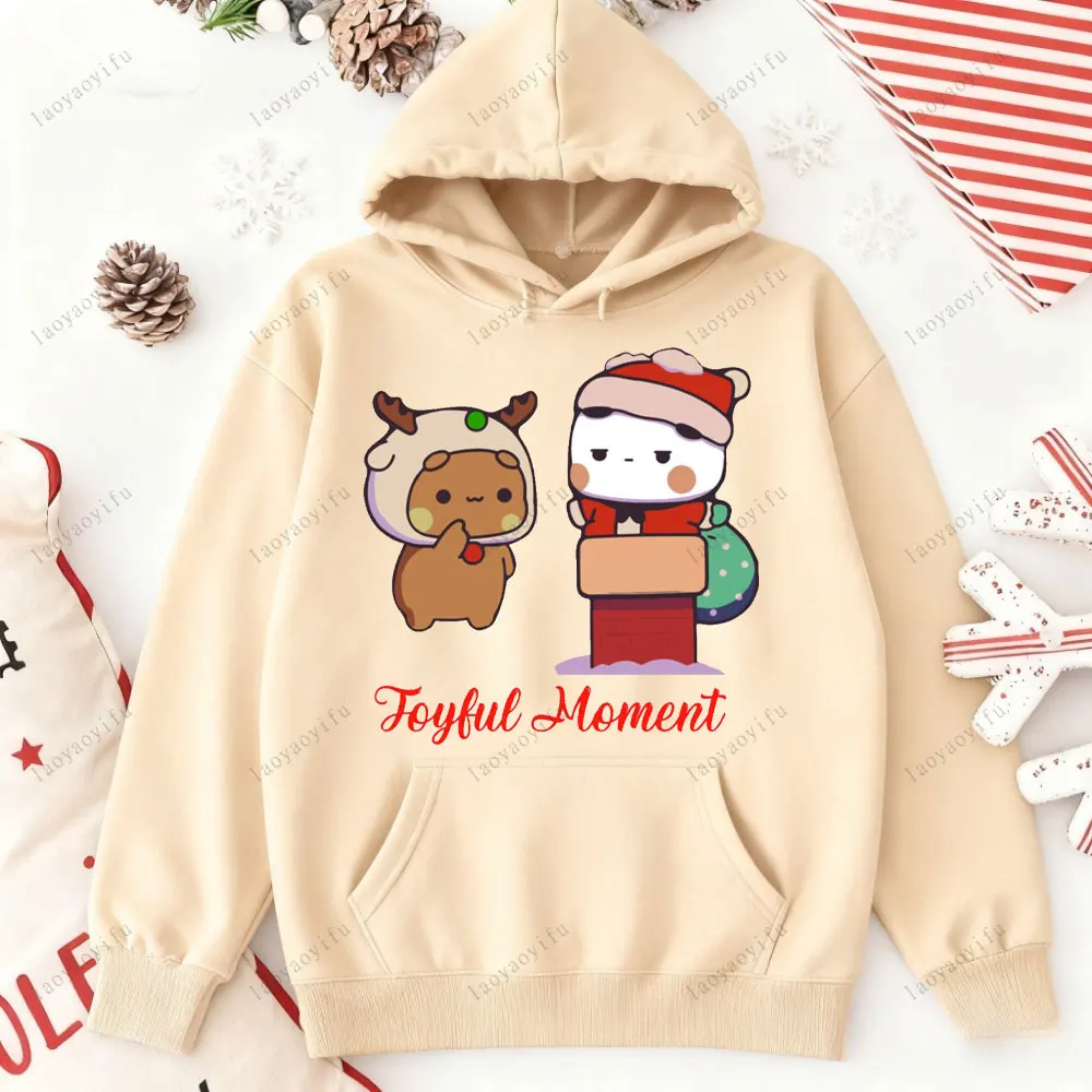 Ano novo presente de natal bubu dudu papai noel das mulheres dos homens hoodie kawaii bubu dudu casais moletom harajuku solto manga longa