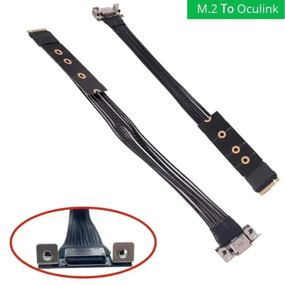 M.2 to OCuLink 4i Extension Cable for M.2 Mkey NVME to SFF8611 Adapter Cable PCIe 4.0 X4 Gen4 Silver-plated Cable for PC Desktop