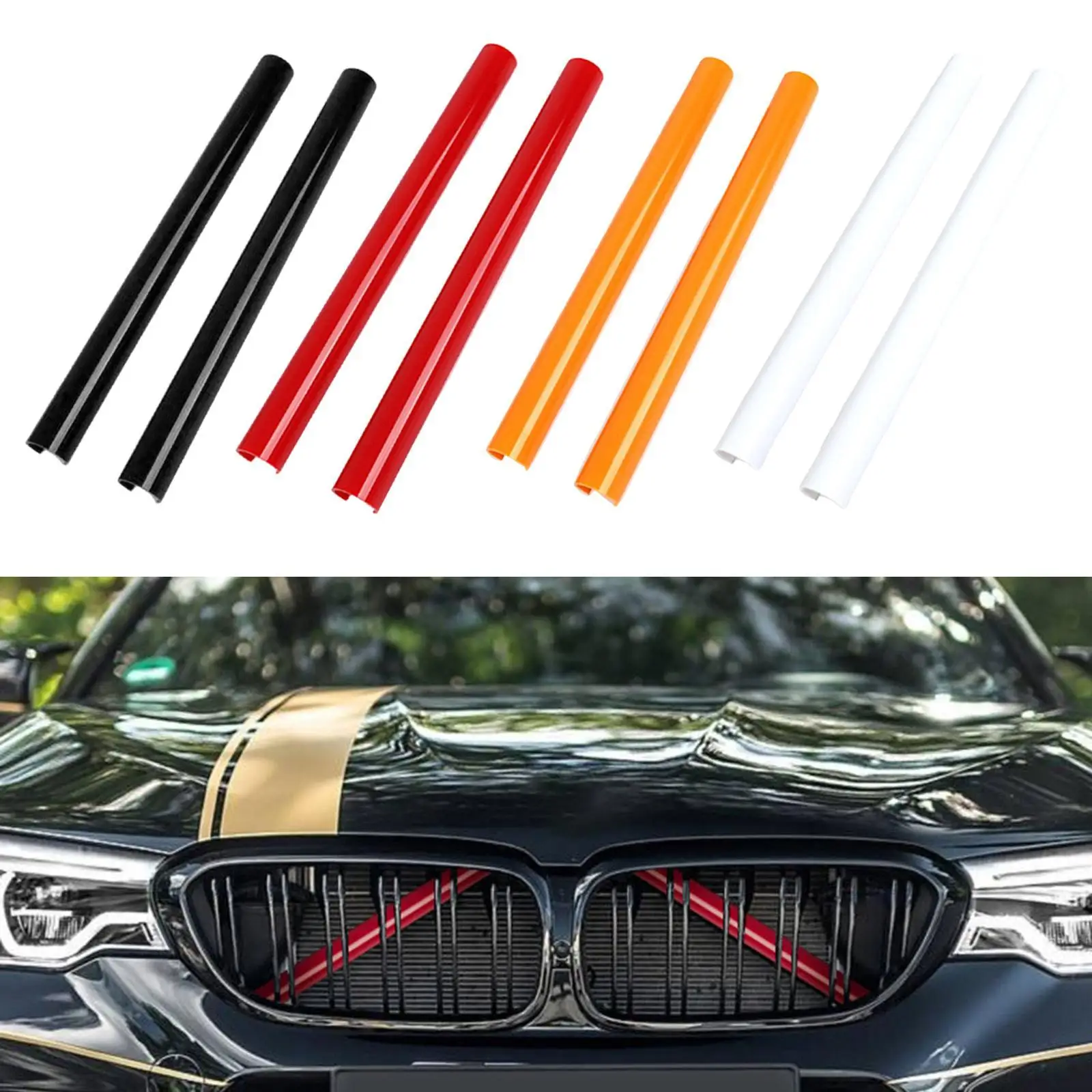 

2Pcs Front Grille Insert Trims 34cm Car Decoration for BMW 5 Series F10