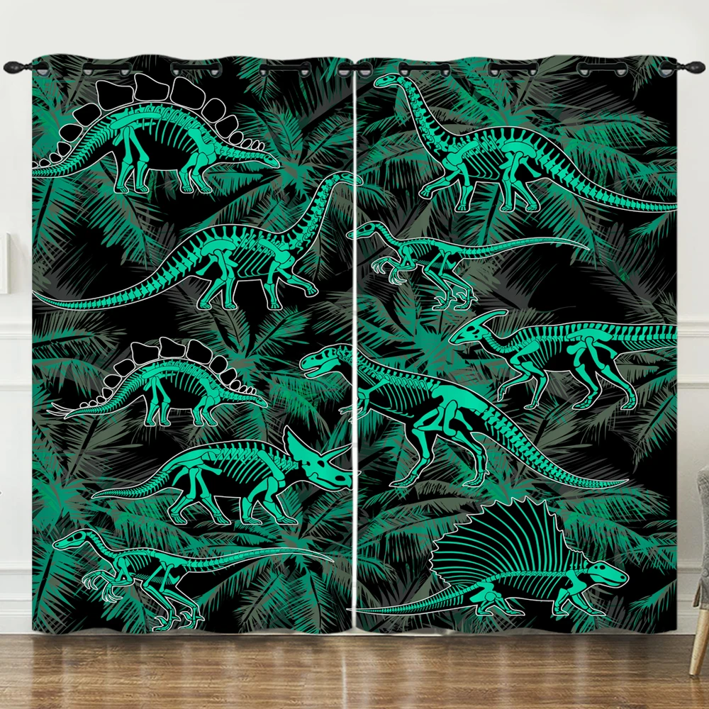 Kids Dinosaur Curtains Cute Dinosaur Window Curtains for Boys Bedroom Cartoon Dino Window Drapes Colorful Curtains Girls Baby