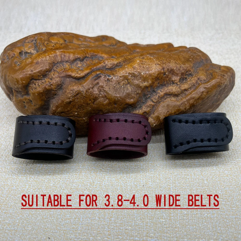 Men's 3.8 wide Belt Bing leather Loop Fixing Ring Meson Waistband Tail Accessories Handmade cowhide Belts Ring Buckle