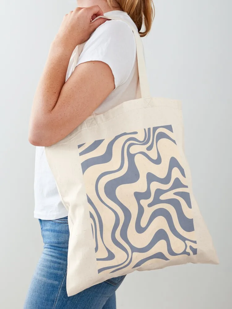 

Liquid Swirl Retro Abstract Pattern in Stone Blue and Cream Tote Bag Lady bags Shopper handbag Women's bag Cloth bags