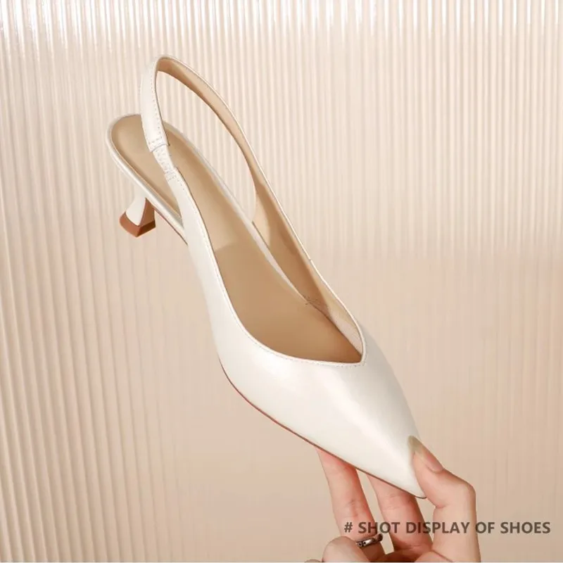 Elegant High Heels Silver Pumps Women 2024  Summer Slingbacks Pointed Toe Party Shoes Woman Solid Thin Heeled Sandals Ladies