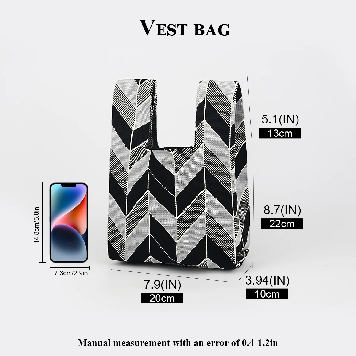1 Piece Striped Patterned Knitted Handbag, Large Capacity Foldable Bag for Phone, Umbrella, Cosmetics, Books, Fashionable Versatile Casual Women's Bag for Commuting, Travel, Vacation, and Shopping