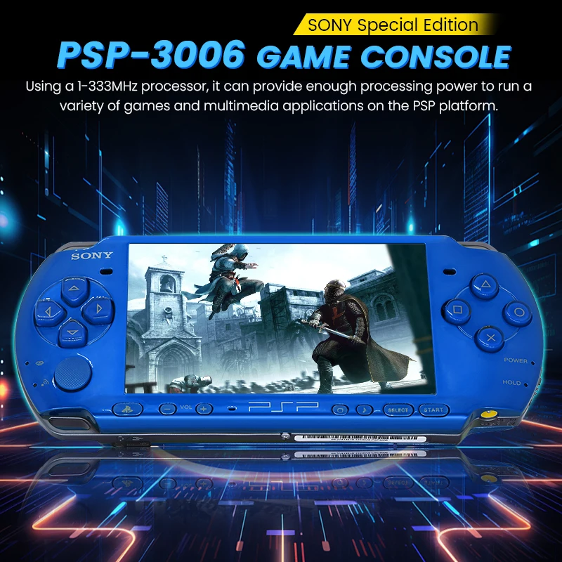 PlayStation PSP 3000 VIBRANT BLUE (PSP-3006) Original Game Console Sony PSP3006 Handheld Arcade Game Console (+Free Games)