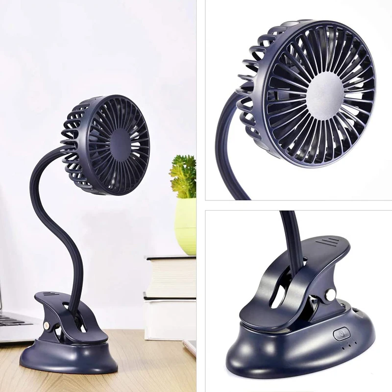 Mini ventola portatile a Clip pieghevole Usb ricaricabile piccola ventola 2000mAh batteria ventole da tavolo ventola per passeggino all'aperto con 3 velocità