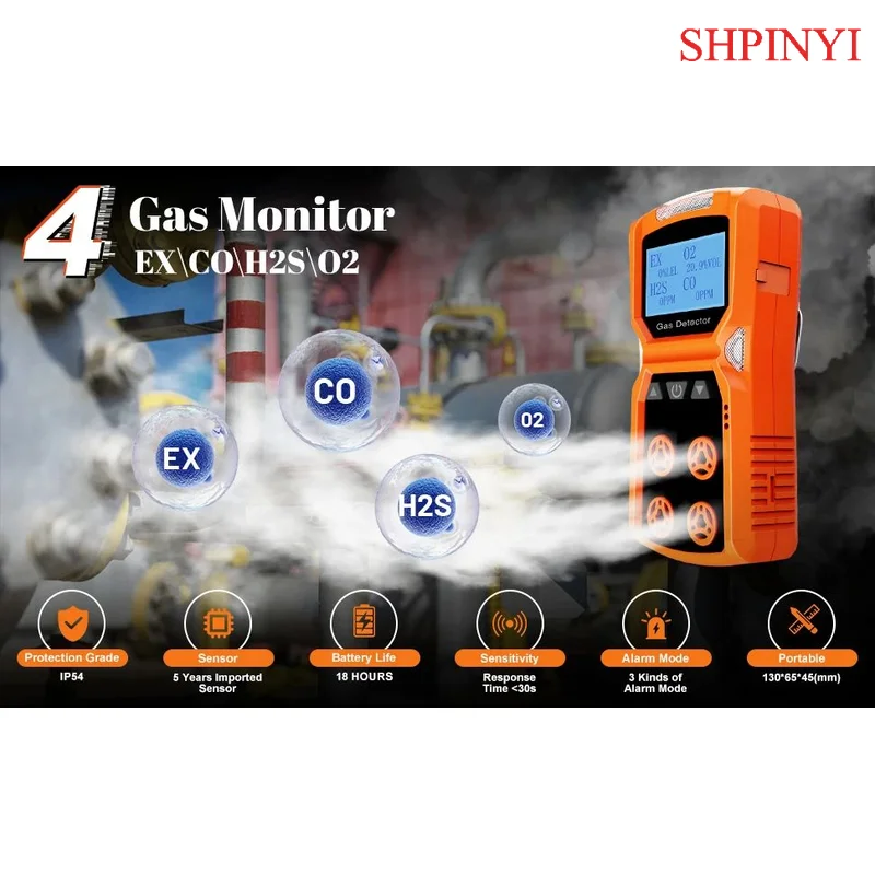 Aikesi 4 In 1 Analyzers Multi Gas Detector Lel Combustible H2s O2 Co Portable Gas Leakage Detector Lpg Industry