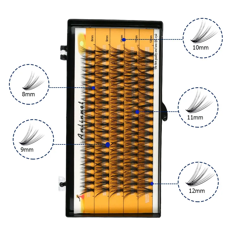 100 clusters of 10D/20D eyelashes, 8-12mm mixed set, natural and soft makeup false eyelashes, personal eyelash extension tool