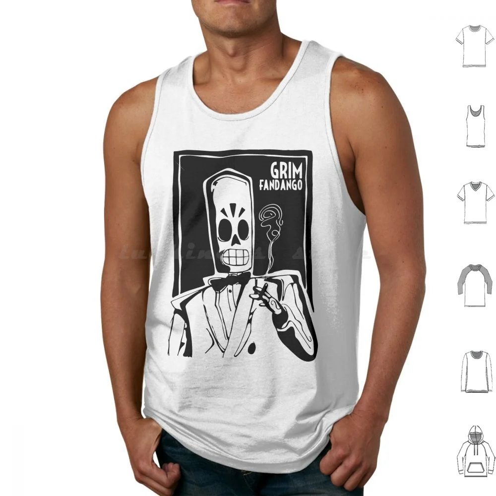 

Grim Fandango Tank Tops Vest Sleeveless Grim Fandango Monkey Island Sam Max Day Tentacle Lucas Art Retrogame Game Pc Game