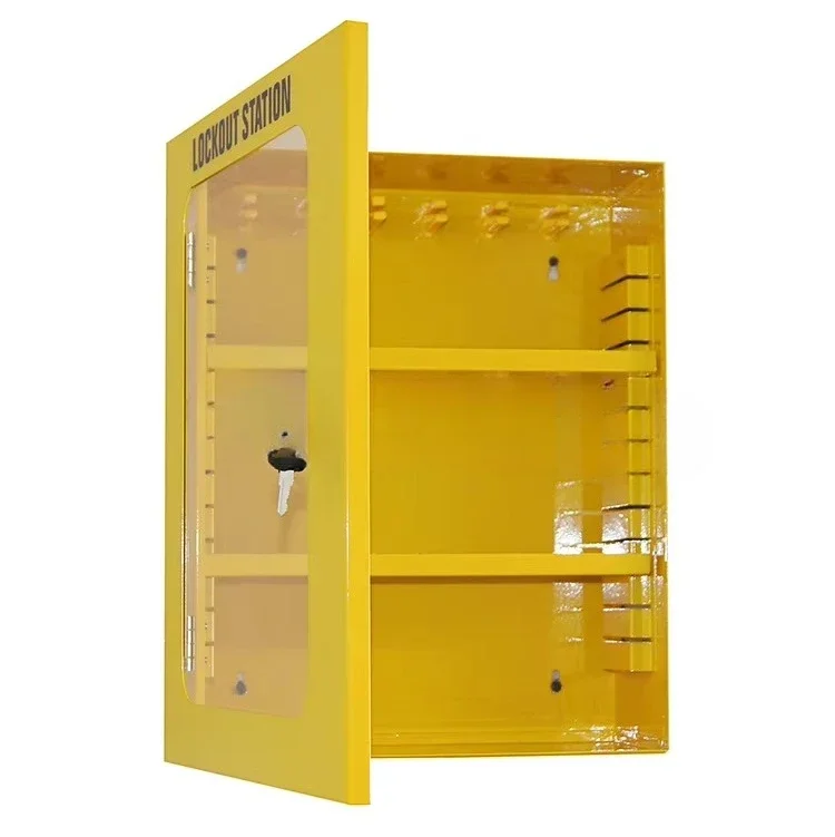 Large metal lock cabinet wall mounted station with lockable door and 2 removable baffles