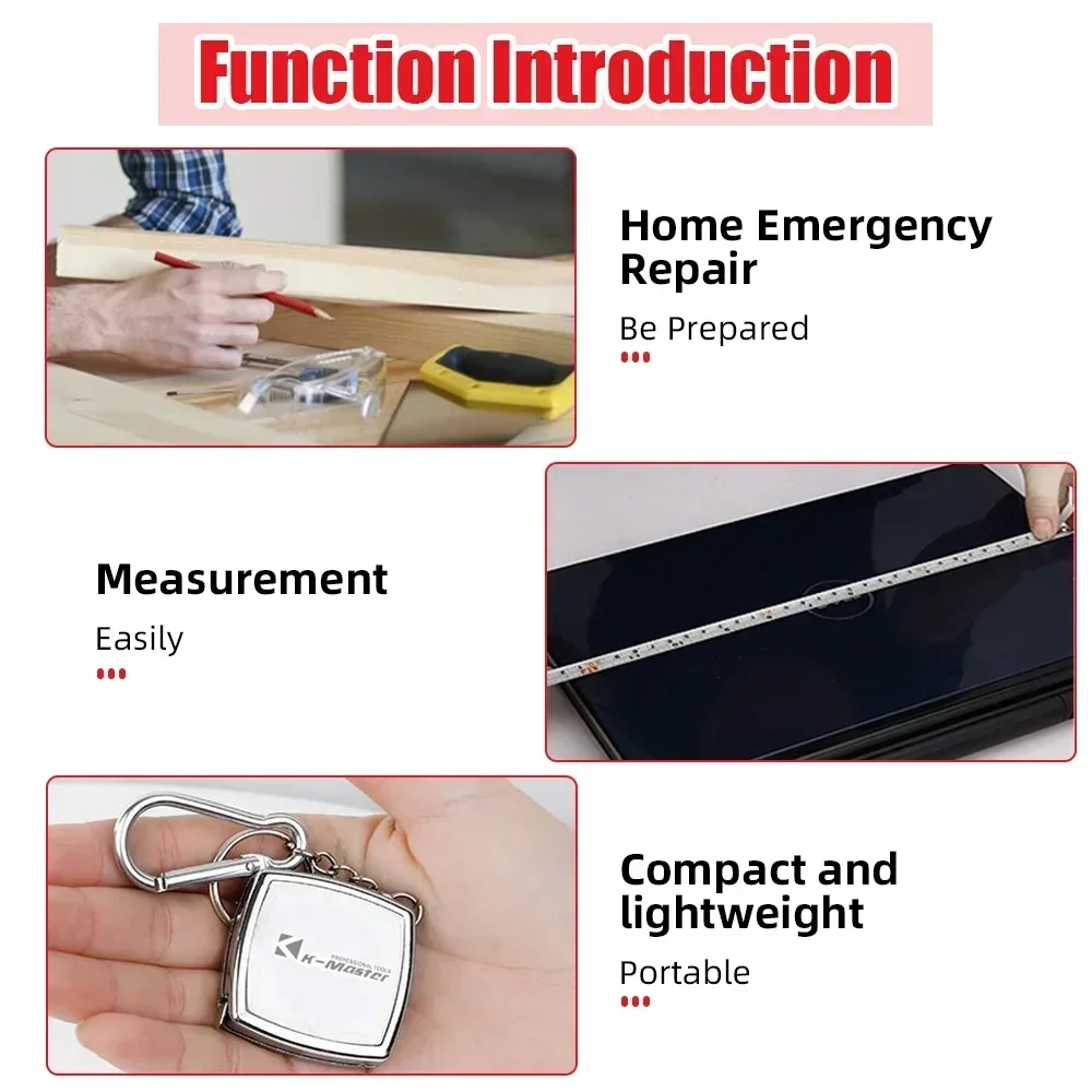 Small Tape Measure 2M Retractable Ruler Key Ring Small Steel Tape Measure Mini Pocket Portable Compact Carry Around Tape Measure