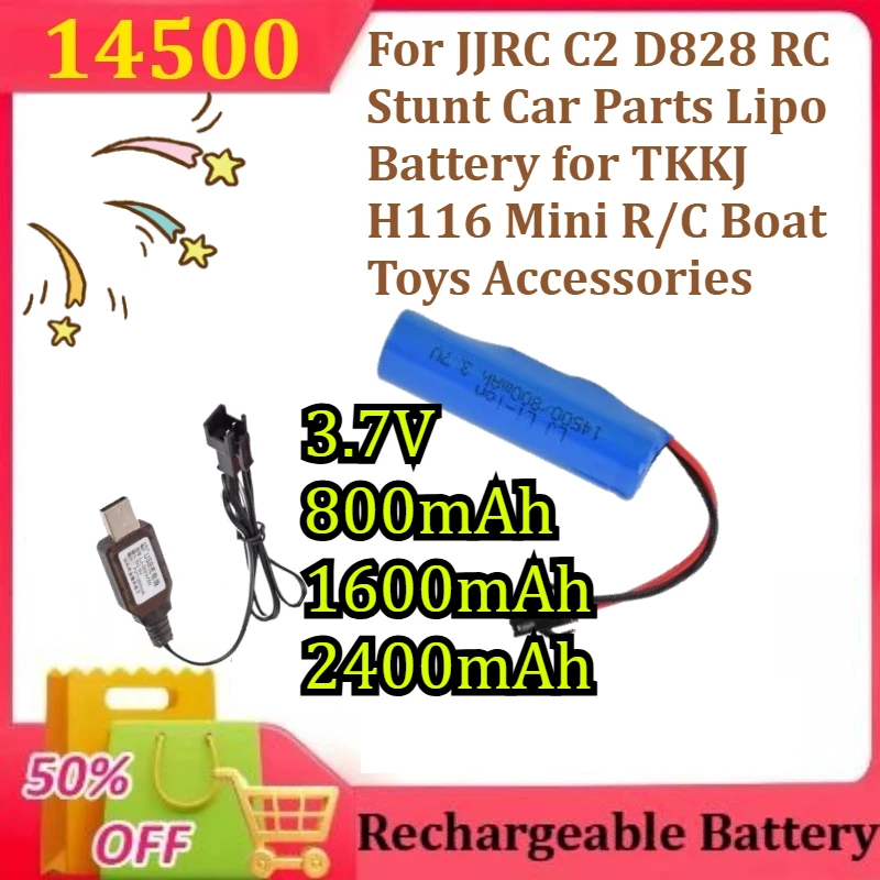 

14500 Battery for JJRC C2 D828 RC Stunt Car Parts Lipo Battery for TKKJ H116 Mini R/C Boat Toys Accessories 3.7V 1600mAh