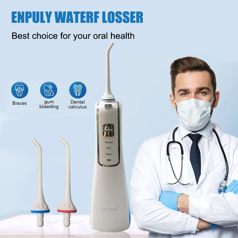 Rechargeable Oral Irrigator Water Flosser Hygienic Induction Base Charging For Dental Cleaning And Promoting Blood Circulation