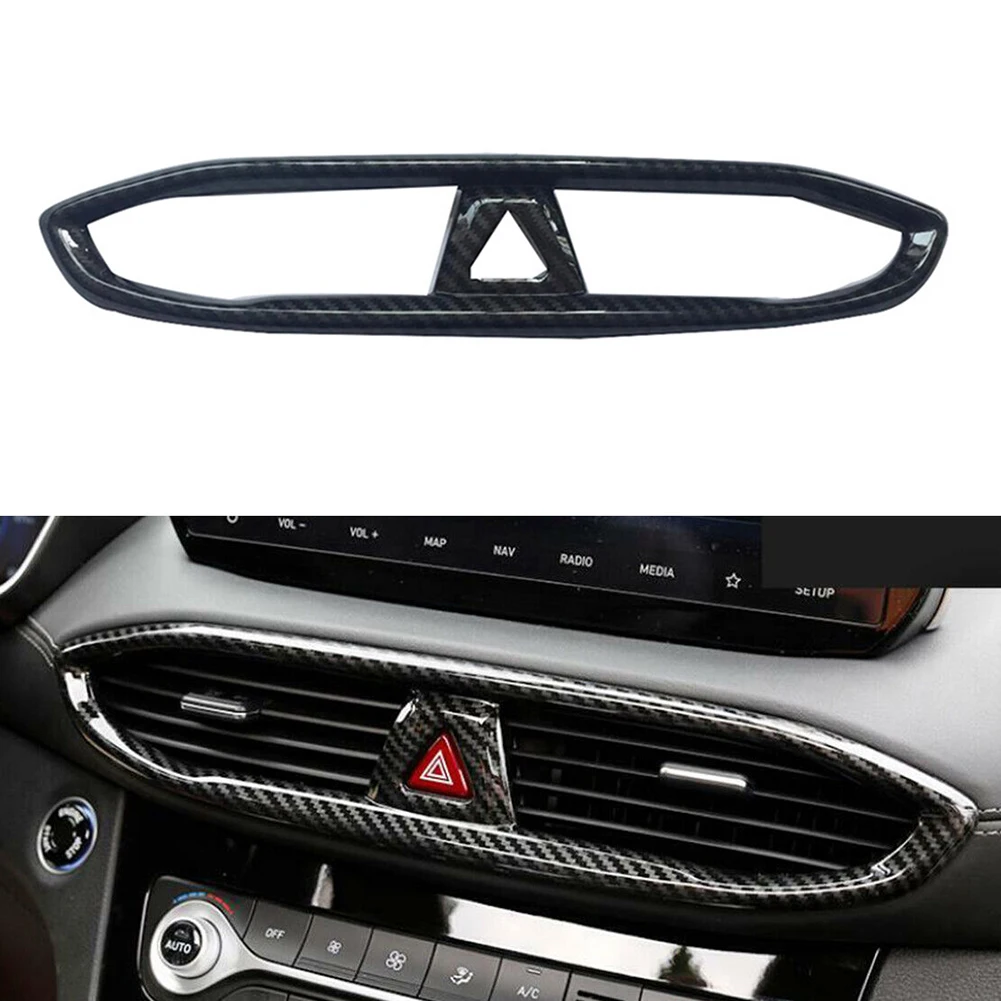 Superior Craftsmanship  Carbon Fiber Center Air Vent Outlet Cover Trim for Hyundai Santa Fe 2019 2023  Long lasting