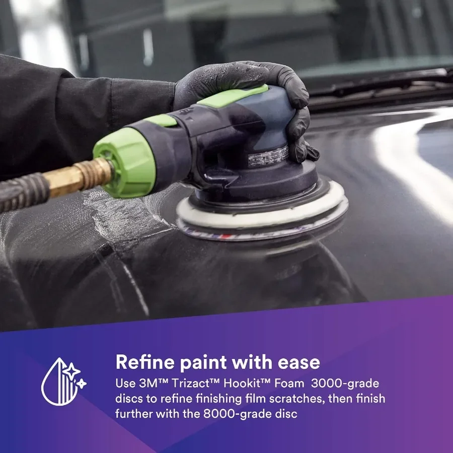 แผ่นขัด 3M Trizact Hookit Foam Backing Abrasive Disc 30802 สำหรับซ่อมรอยชน ขัดรอยขีดข่วน ผสมสีแผง ขนาด 6 นิ้ว เกรด 3000 และ 8000 จำนวน 10 ชิ้น
