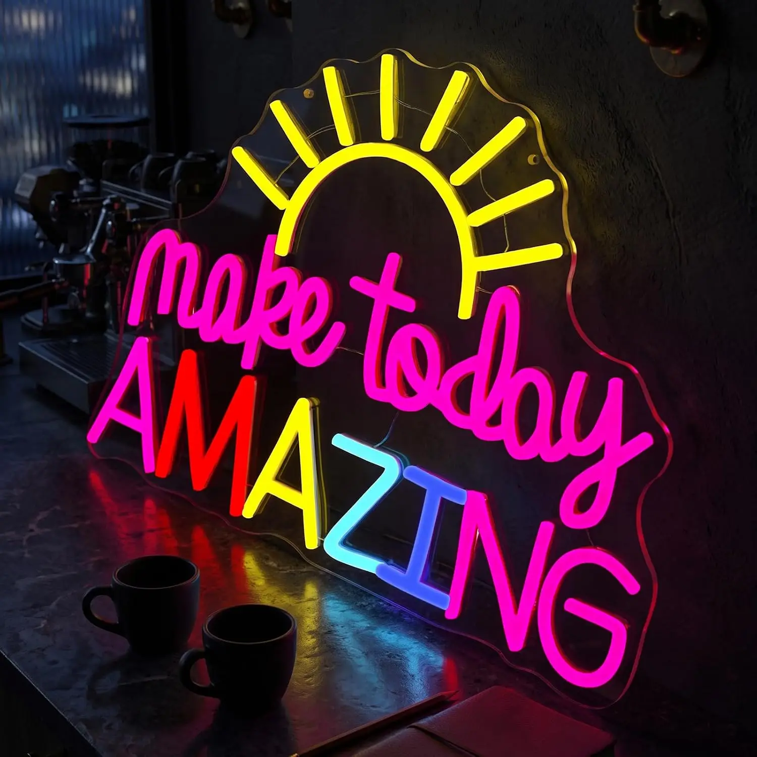 Make Today Amazing Neon Sign Motivational LED Neon Light for Bar Kids Room Classroom Office Bedroom Wall Decor Gifts USB Powered