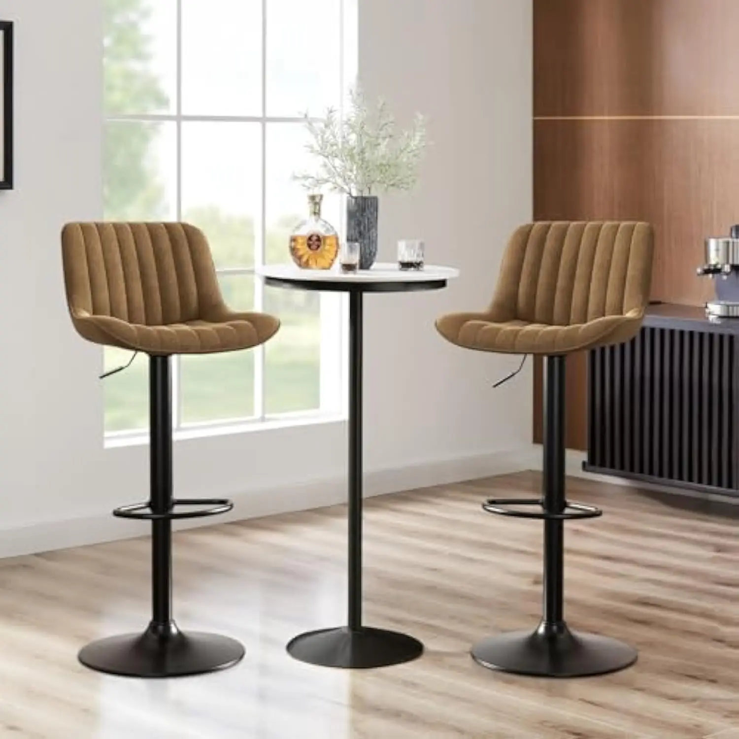 

Bar Stools Set of 2, Kitchen Swivel 29.92 inch Adjustable Island Bar (Brown)