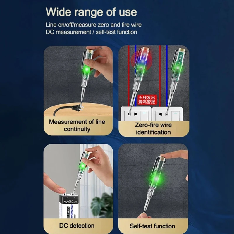 LINGYI-PI Smart Voltage Test Pen Non-Contact Induction Digital Power Detection Pen Circuit Indicator Light