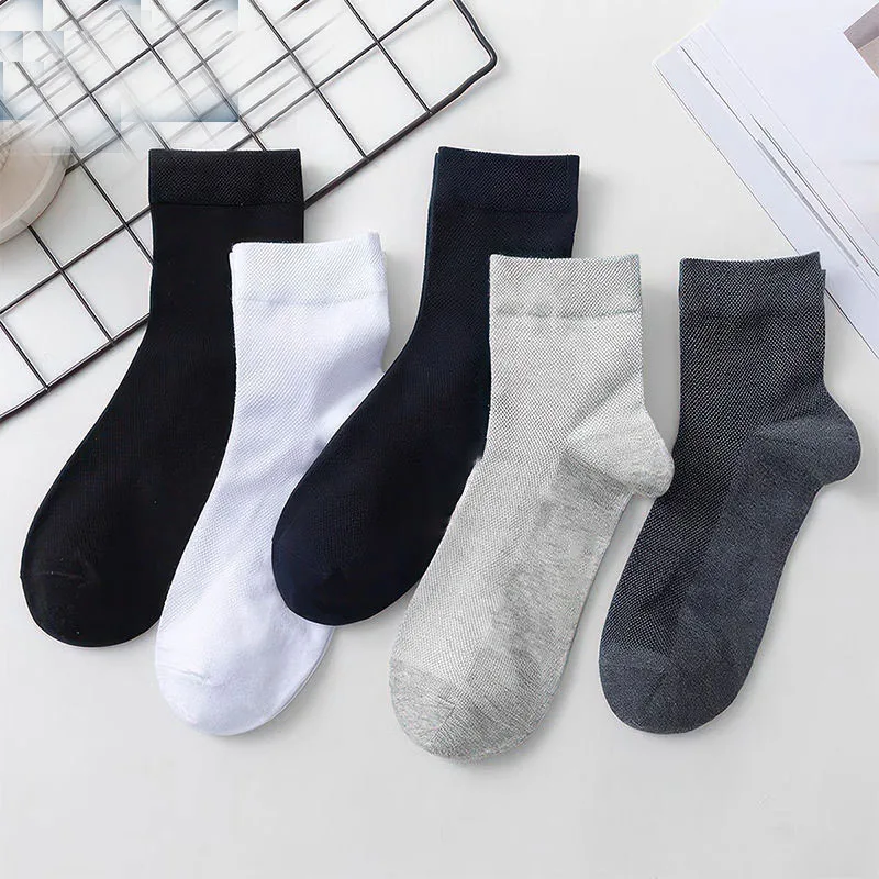 

5 пар/лот, мужские полосатые вязаные хлопковые носки, дышащие однотонные теплые средние носки, высокие деловые носки, качество