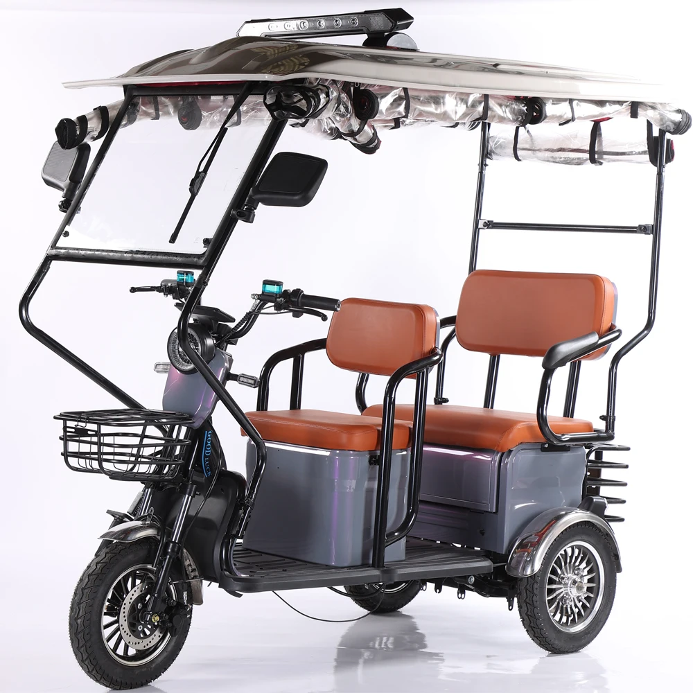 الجملة مخصصة 800 واط/1000 واط دراجة ثلاثية العجلات الكهربائية 60 فولت مفتوحة 100% بطارية الرصاص الحمضية ثلاث عجلات سكوتر كهربائي للركاب