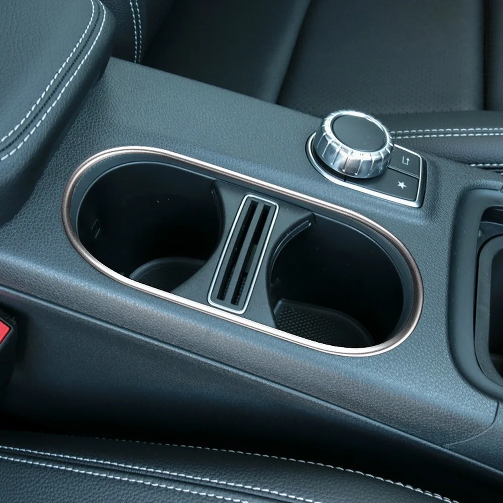 Dashboard Sticker Cup Holder Trim For Car Center Console Hassle-free Setup Silver Finish Design For Benz A Class W176