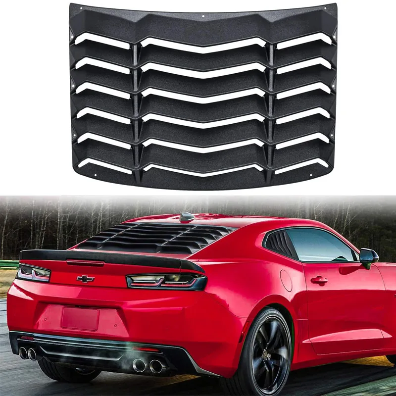 Rear Window Louvers for Chevy Chevrolet Camaro 2016 - 2022 Sun Shade Cover in GT Lambo Style (Matte Black)