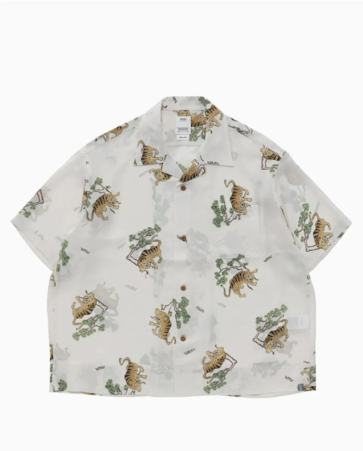 VISVIM 24SS Beach Hawaiian Japanese Trendy Casual Tiger Printed Short Sleeved Shirt for Men Summer Style