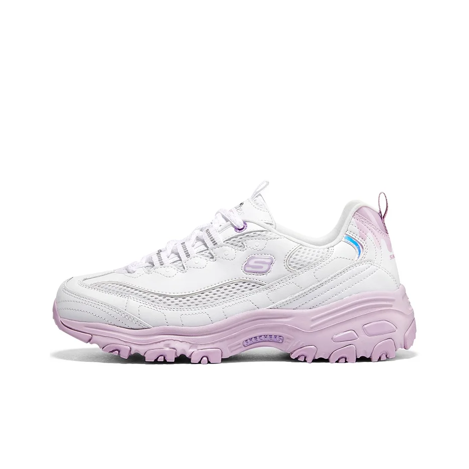 Skechers D'Lites 1.0 Taro Sky Height Increasing Low top Chunky Sneakers Women's White Purple 896192-WPR