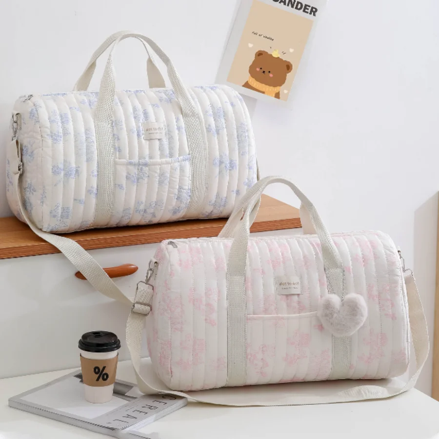 Newborn Baby Care Diaper Bag Mummy Shoulder Bag Embroidery Quilted Stroller Diaper Storage Organizer Large Handbags With Heart