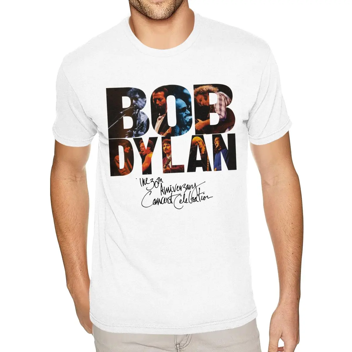 جميل خمر الرجال المملكة المتحدة بوب ديلان 30th الذكرى الحفل الاحتفال تي شيرت للرجال 3XL قصيرة الأكمام الأبيض طاقم الرقبة تي شيرت #1