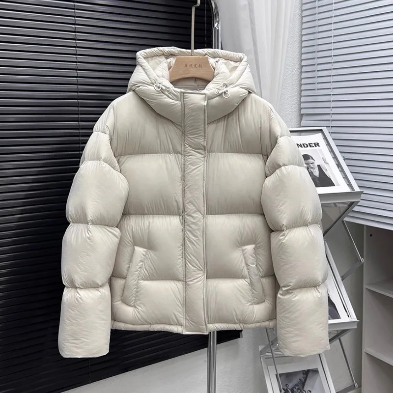 

Новая зимняя легкая парка на белом утином пуху с капюшоном, свободная студенческая куртка-пуховик большого размера, женское стеганое пальто на молнии