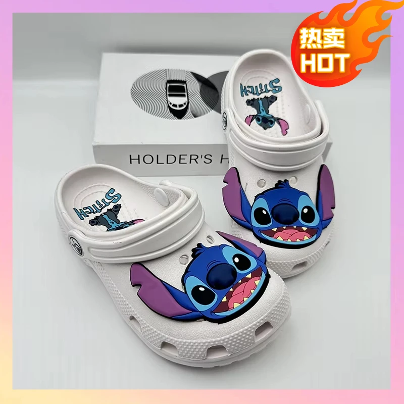 

Children'S Outdoor Sandals Cartoon Stitch Lilo&Stitch Waterproof Breathable Eva Slippers Parent-Child Hole Shoes Solid Pattern