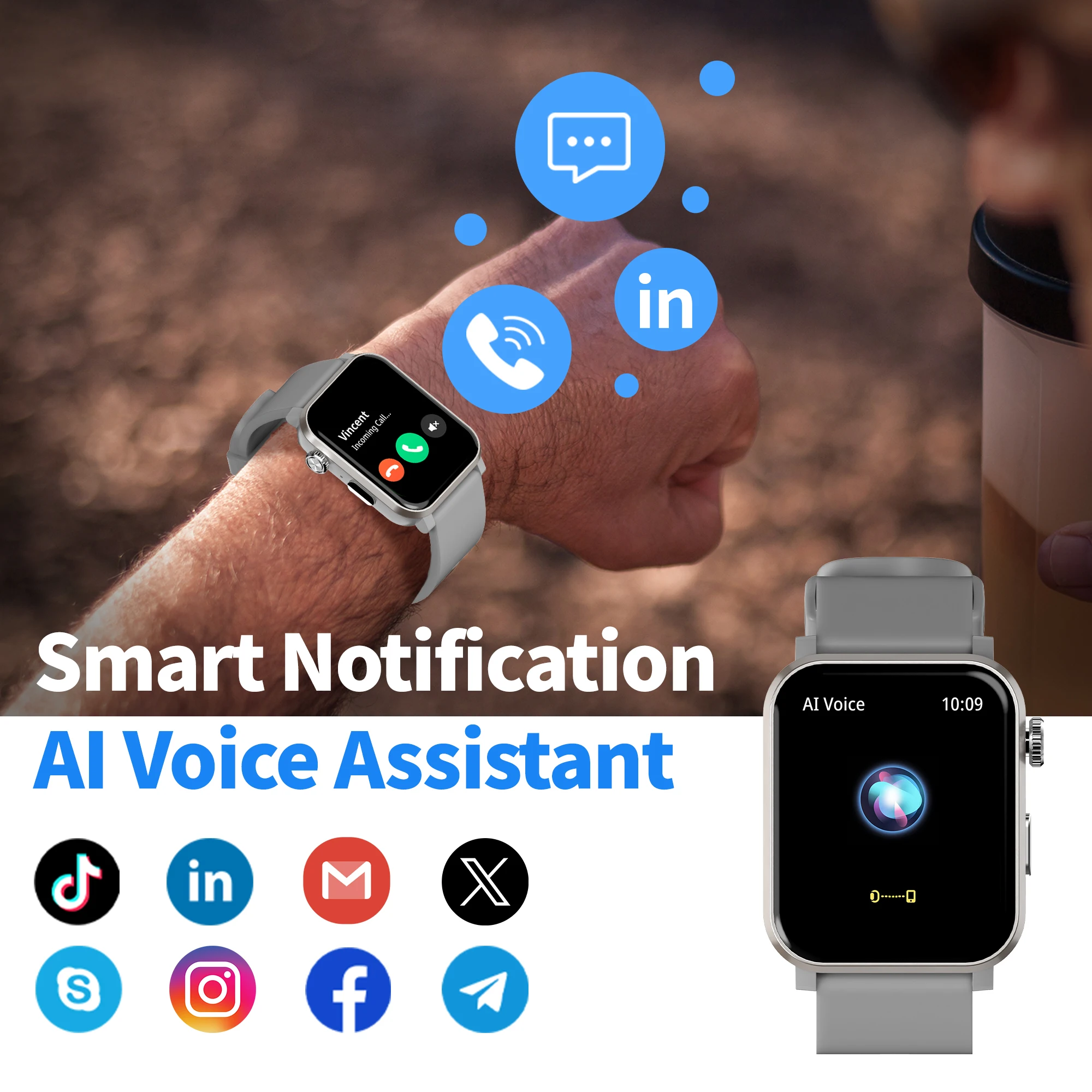 EZON Smartwatch S7, Male, Female, 1.83 inches, 120+ Sports IP68 Waterproof, Heart Rate/Sleep Monitor/Pedometer/Calorie,Android view 4