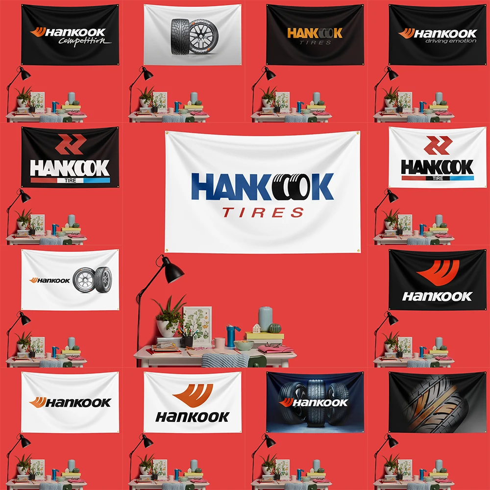 Hankook Tires Flag 3x5 FT 90x150cm Polyester Garage Wall Decor Banner For Auto Tuning