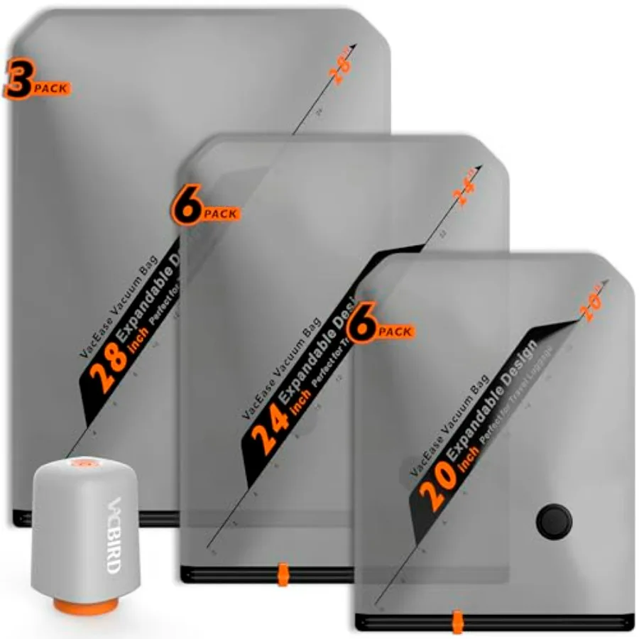 

Rechargeable Wireless Pump Travel Storage Bags Set - Portable Space Saver Bags for Travel and Home - Vacuum Compression Packing