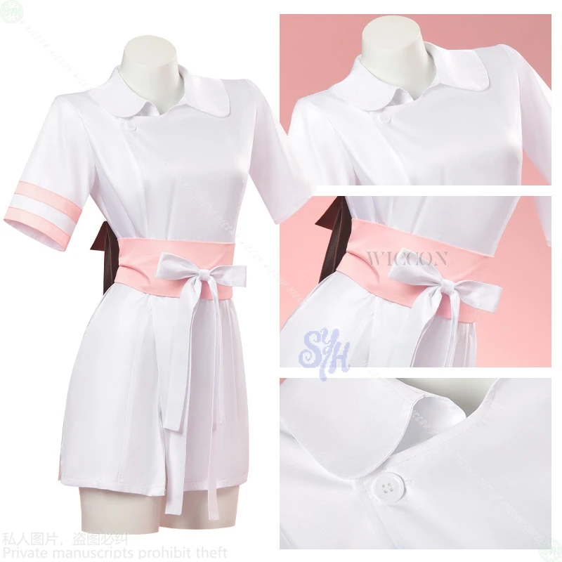 أنيمي لعبة Nohara Rin تأثيري الحلو ممرضة زي Kawaii مثير فستان قصير الوردي الأبيض لوليتا جوارب لطيف حفلة الهالوين كوس