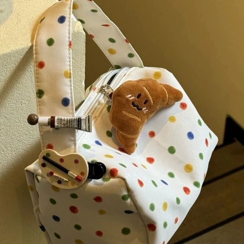 حقيبة مكياج ملونة منقطة، حقيبة مكياج محمولة ومكياج وغسيل للنساء