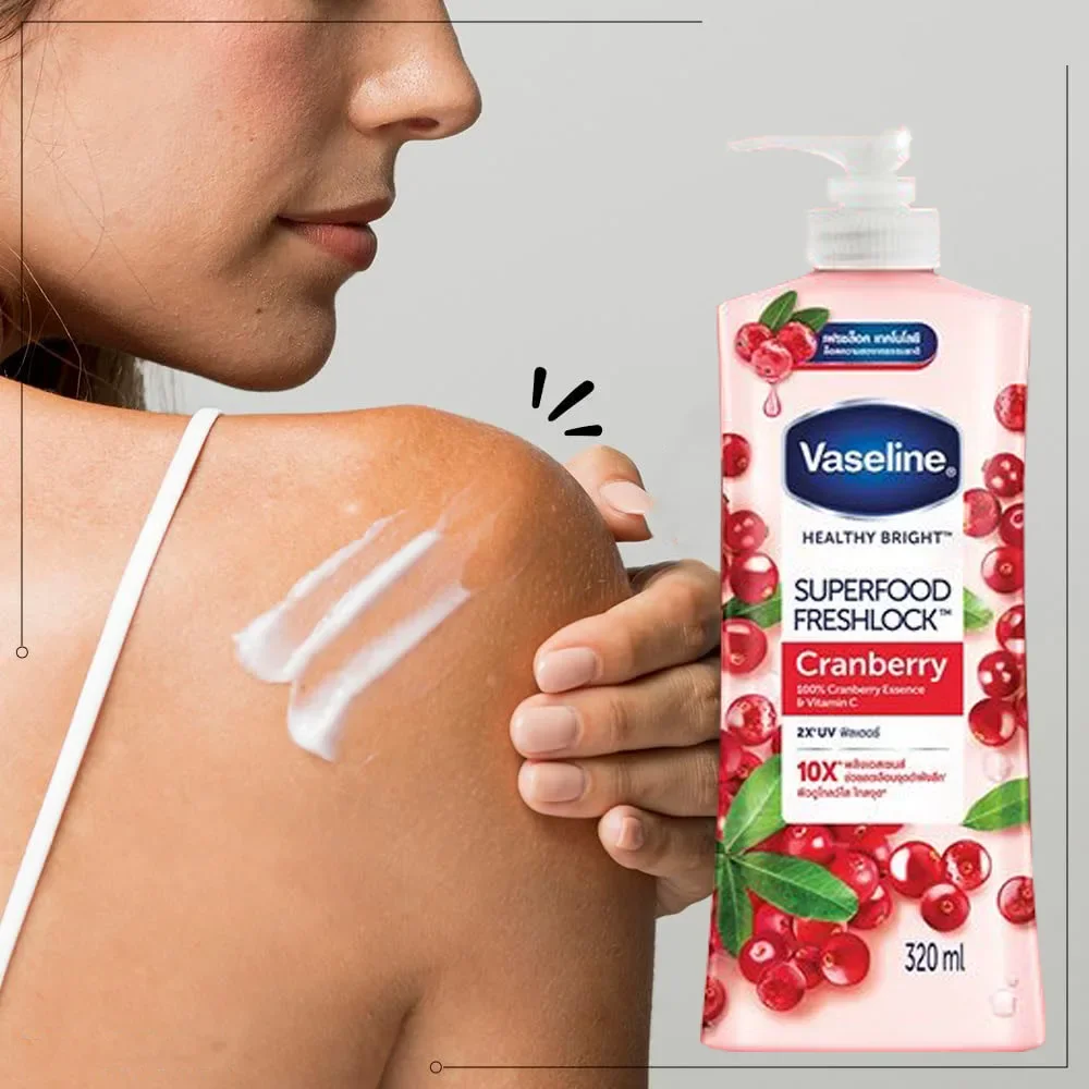 Vaseline Cranberry Essence Body Lotion with Vitamin C Moisturizing Brightening Skin Cream