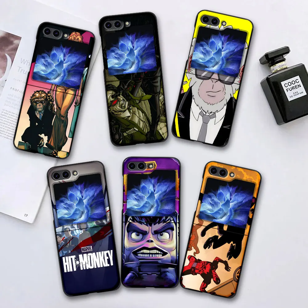 Super Hero Hit Monkey Case for Samsung Galaxy Z Flip 6 5 Black Hard Cover Flip6 Flip5 Mobile Phone Shell Zflip6 Zflip5 Funda