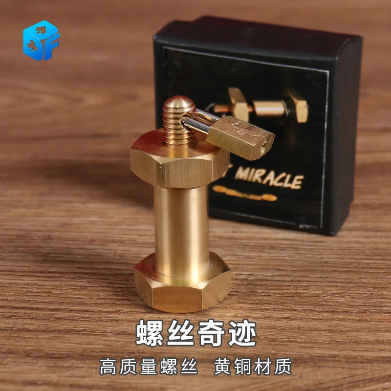 Bolt Miracle (Brass) Magic Tricks Ring Come Into Bolt Magia Magician Close Up Party Bar Illusions Gimmick Props Mentalism