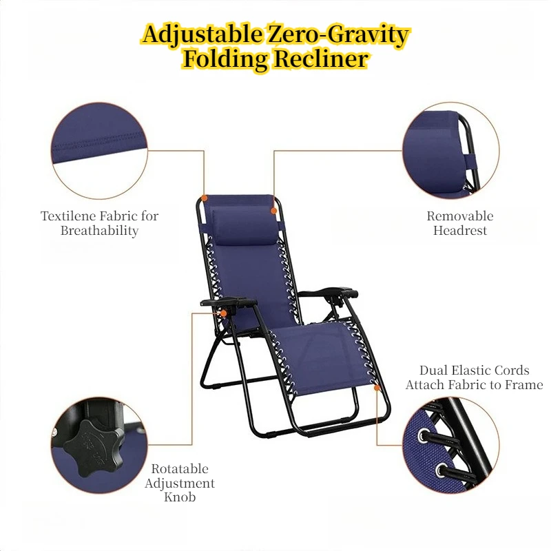 Summer Folding Lounge Chair Portable Office Nap Chair Outdoor Beach Balcony Recliner Leisure Sleeping Chair