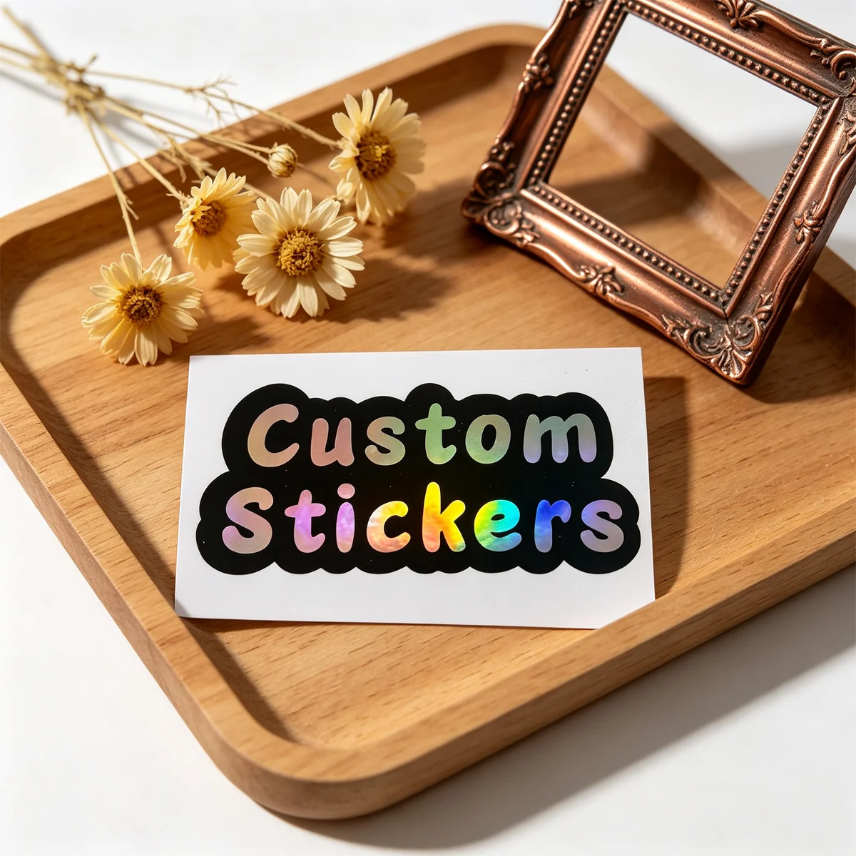 100 Bulk Hologram Silver Laser Custom Stickers, Personalized Brand Laptop Decals for Commercial Use