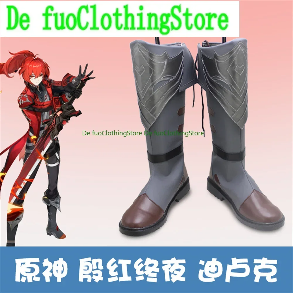 

Genshin Impact Diluc Ragnvindr Обувь для косплея Сапоги Игры Аниме Хэллоуин Рождество DefuoClothing Магазин обуви