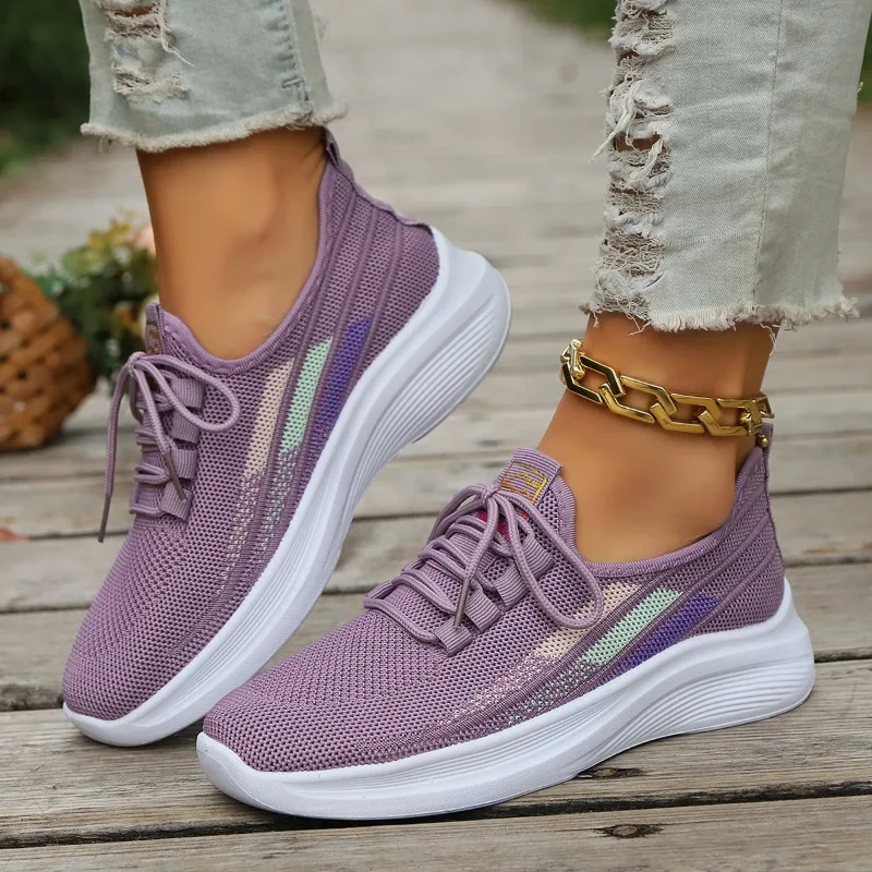 Zapatos de moda para mujer, calzado deportivo de malla transpirable con cordones, Color bloqueado, primavera y otoño, 2024