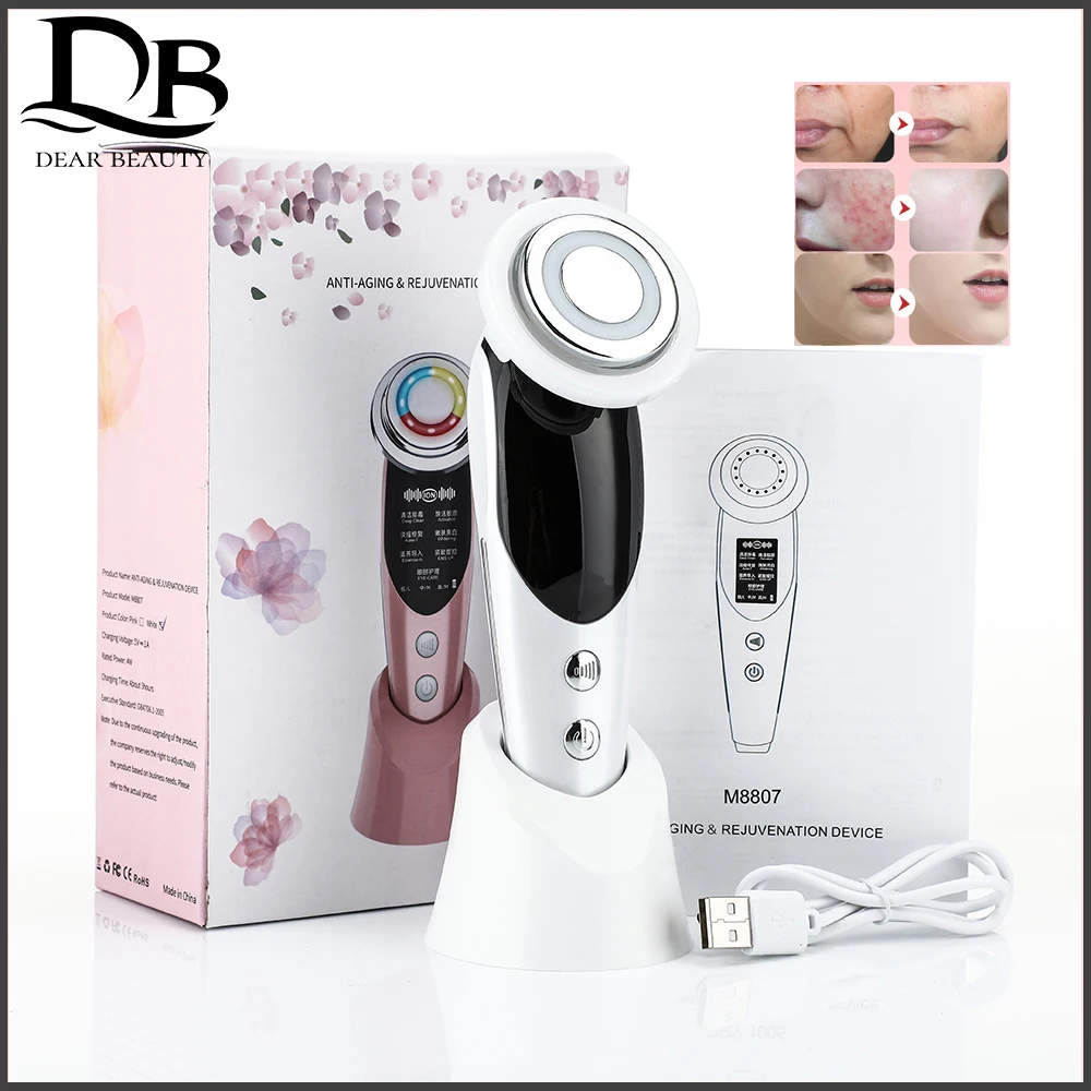 7 in 1 EMS Micro Current Lifting Device Vibration LED Face Skin Rejuvenation Wrinkle Remover Anti-Aging Facial Beauty Health