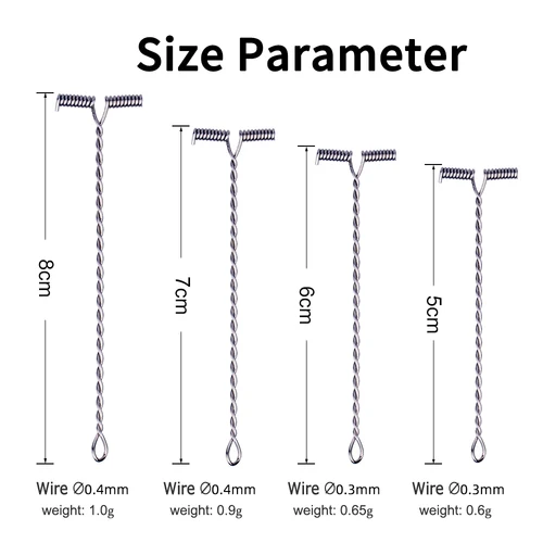 Imagen 2 del producto LIONRIVER 50 Uds 5cm -15cm pesca en agua salada brazo de alambre de acero en forma de T con cuentas aparejos de equilibrio anzuelos de pesca conector LineLure