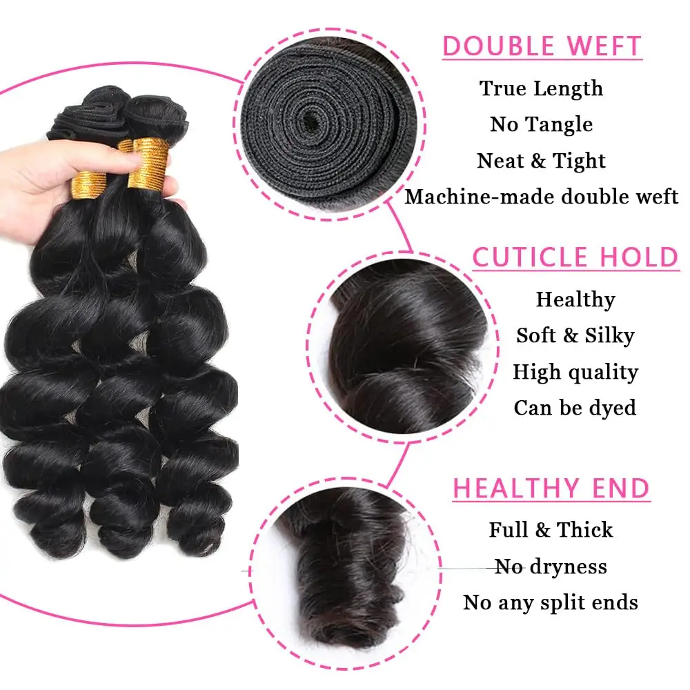 Loose Wave 8-32 Inch Long Indian Raw Human Hair Bundles 1/3/4 PCS Human Hair Extensions Natural Black Remy Hair Weave Bundle