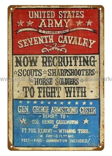 garden bar pub signs United States Army 7th Cavalry Recruitment metal tin sign