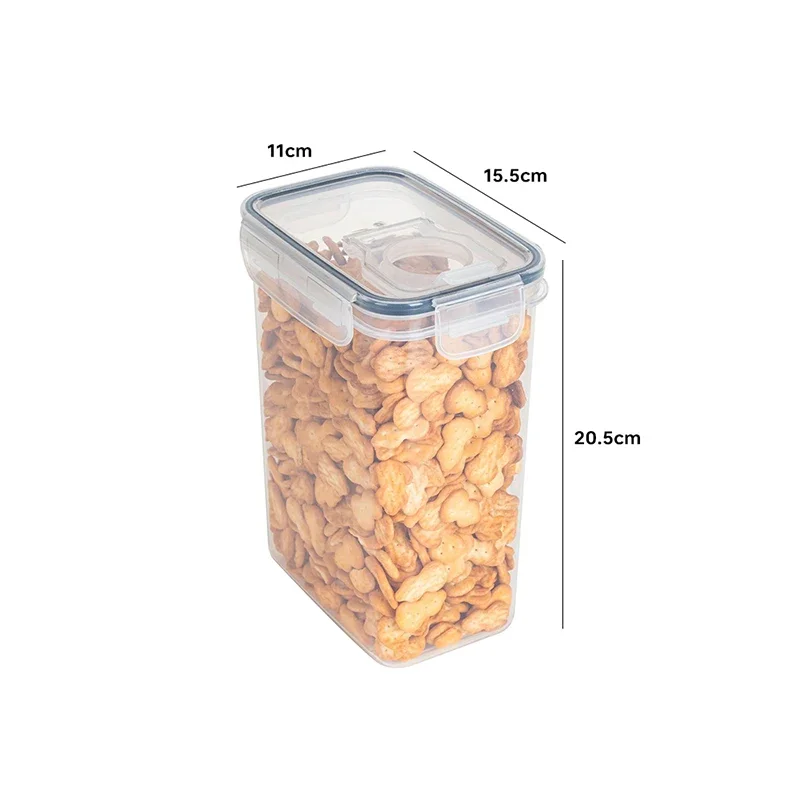 2Liter Airtight Cereal Storage Container Moistureproof Insect Proof Rice Bucket Food Storage Box Plastic Transparent Sealed Tank